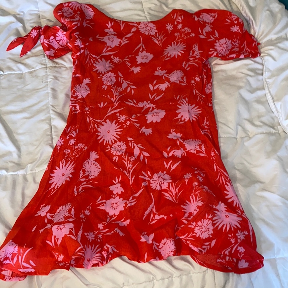 Small red floral mini dress